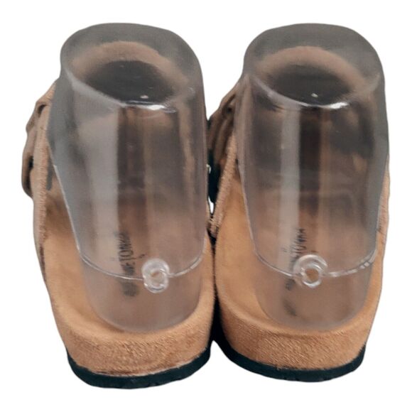 MINNETONKA Daisy Women's Fringe Slide Tan Leather Suede Sandal Slide On Size 6 - Picture 4 of 8